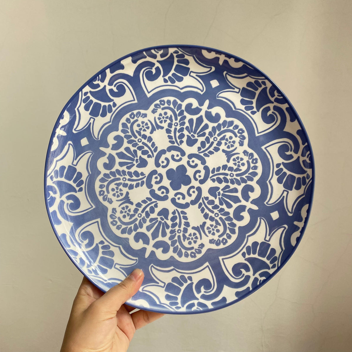 Blue Purple Auspicious Clouds Ceramic Plate 10.5 Inch, Underglaze Decorative Dinnerware - detail 1