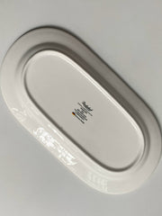 Gold-Rim Oval Deep Plate 30x16x2.5cm, Ceramic Dinnerware with Relief Detailing - detail 3
