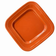 Orange-Red Rectangular Ceramic Plate, 9 Inch, Underglaze Relief Decor - product view 2
