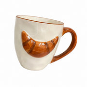 Red-Handle Croissant Ceramic Cup, 350 ml, Underglaze Relief Detailing - product view 1
