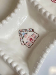 Beaded Ceramic Divided Platter, 38 x 14 x 4 cm, Serving Tray with Relief Detail - detail 3