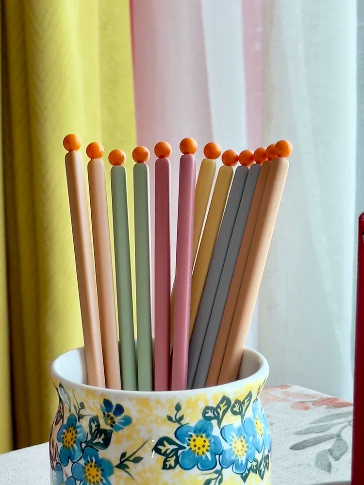 Alloy Serving Chopstick Set, 24cm, Ice Mist Five-Color, 5 Pairs, Dishwasher Safe - detail 2