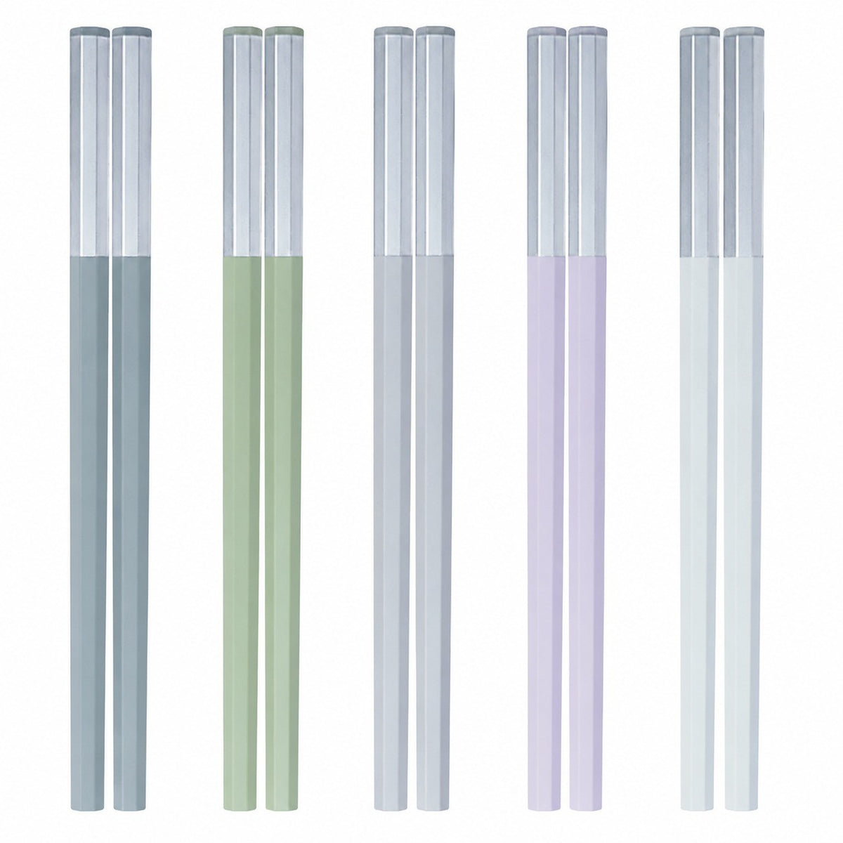 Alloy Serving Chopstick Set, 24cm, Ice Mist Five-Color, 5 Pairs, Dishwasher Safe - product view 4