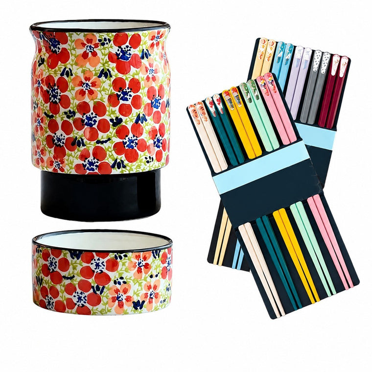 Ceramic Chopstick Holder, Hand-Painted - product view 2
