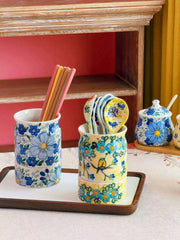 Ceramic Chopstick Holder with Tray, Hand-Painted - detail 2