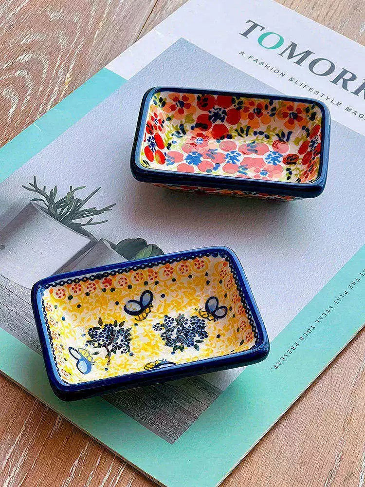 Rectangular Ceramic Dipping Dish, Hand-Painted, 9.5cm - detail 1
