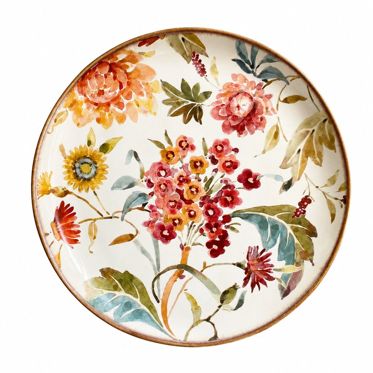 Autumn Garden 8 Inch Ceramic Plate, Underglaze Decorative Dinnerware - product view 1