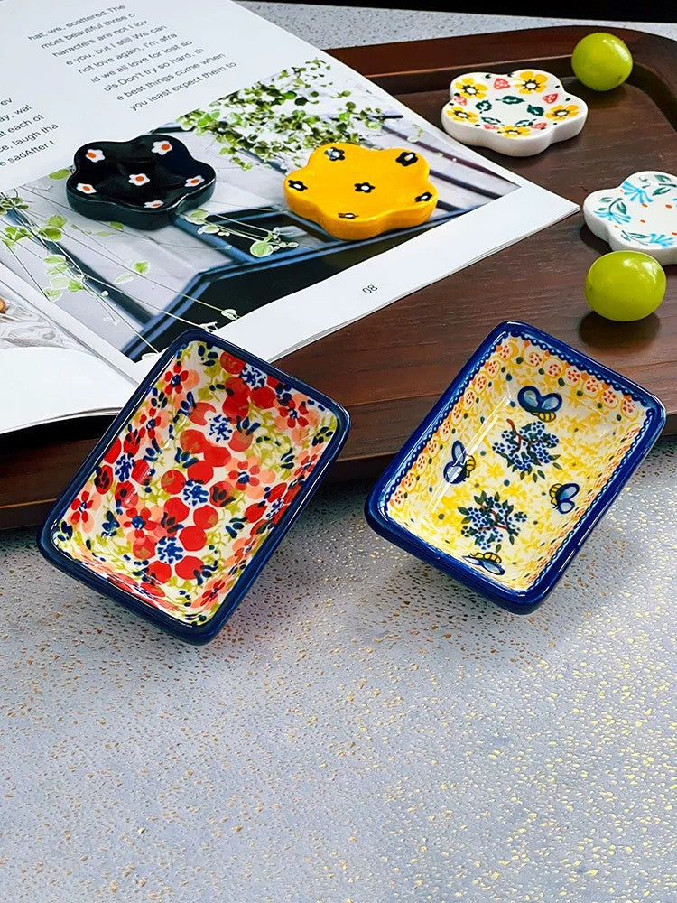 Rectangular Ceramic Dipping Dish, Hand-Painted, 9.5cm - detail 3