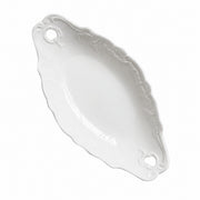 White Boat-Shape Ceramic Plate with Two Handles, 15.5 x 13.2 x 3.5 cm, Relief - product view 1