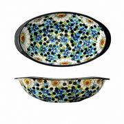 Ingot-Shaped Deep Ceramic Bowl, Hand-Painted - product view 1