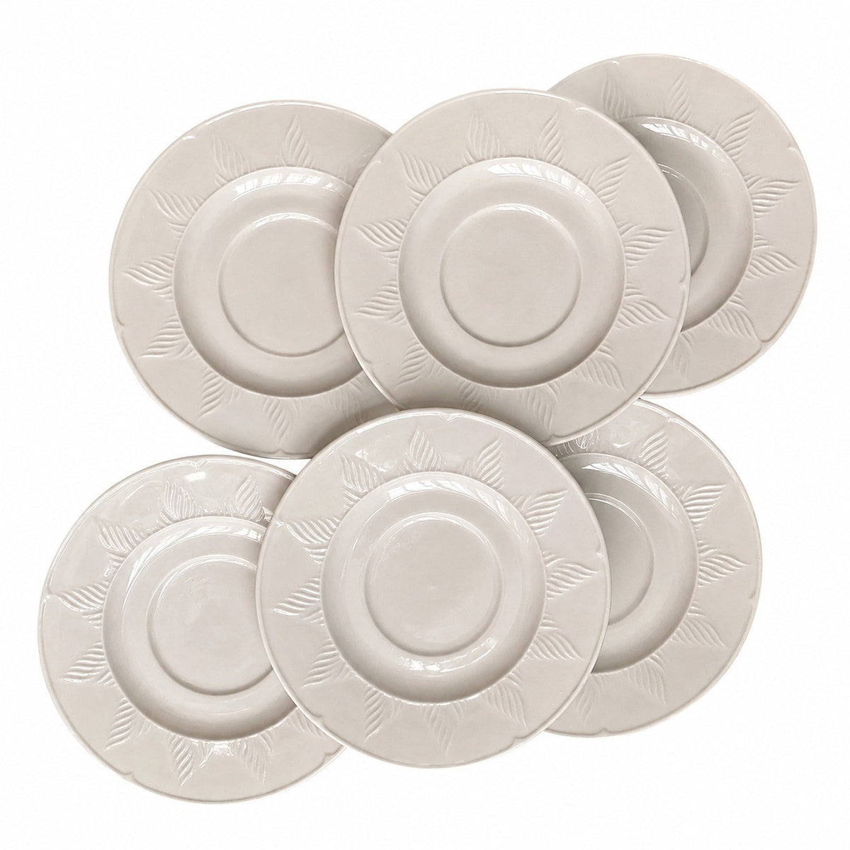 Feather Relief White Ceramic Small Dish, Underglaze Decorative - product view 1