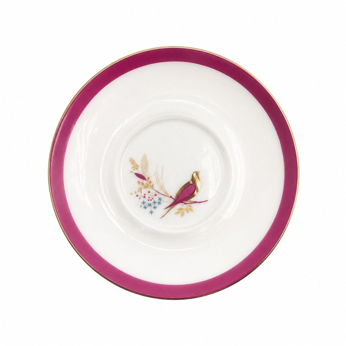 Red Porcelain Small Dish, Gold Painted Detail - product view 1