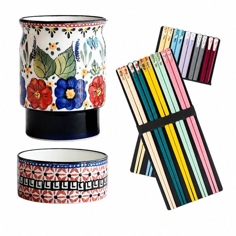 Ceramic Chopstick Holder, Hand-Painted - product view 1