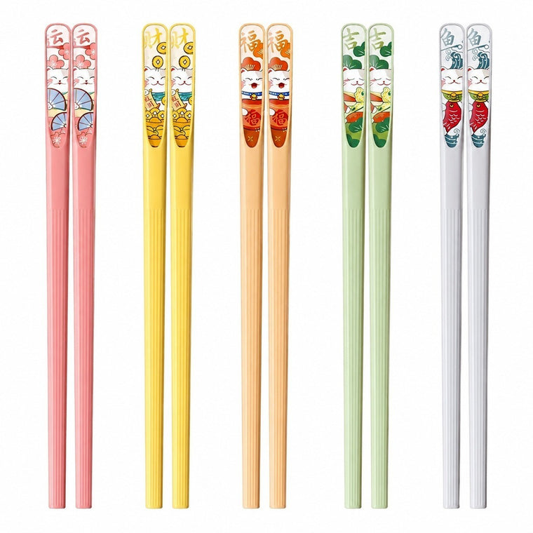 Alloy Serving Chopstick Set, 24cm, Ice Mist Five-Color, 5 Pairs, Dishwasher Safe - product view 2