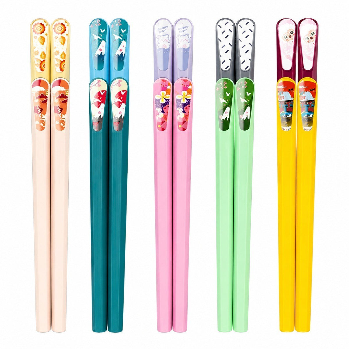 Alloy Serving Chopstick Set, 24cm, Ice Mist Five-Color, 5 Pairs, Dishwasher Safe - product view 6