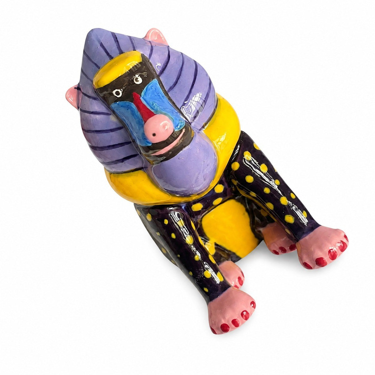 Purple Baboon Ceramic Seasoning Shaker, Hand-Painted Spice Shaker Tabletop Accessory - product view 1
