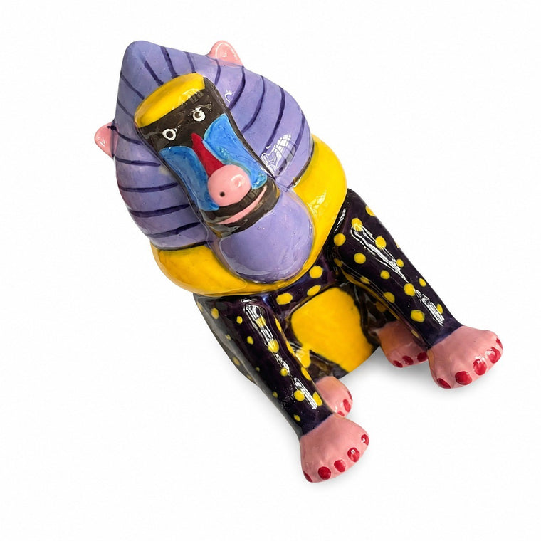 Purple Baboon Ceramic Seasoning Shaker, Hand-Painted Spice Shaker Tabletop Accessory - product view 1