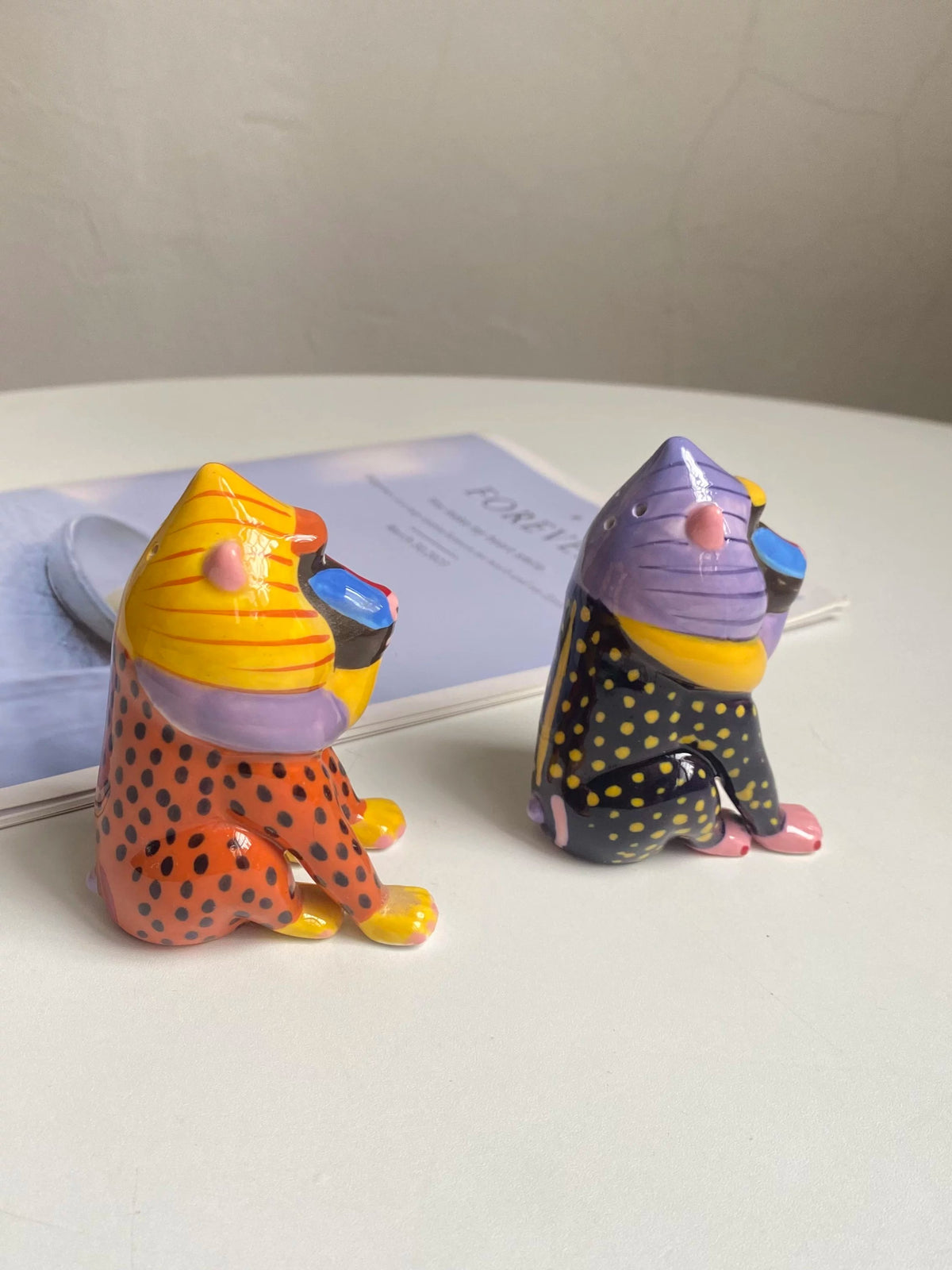 Purple Baboon Ceramic Seasoning Shaker, Hand-Painted Spice Shaker Tabletop Accessory - detail 3
