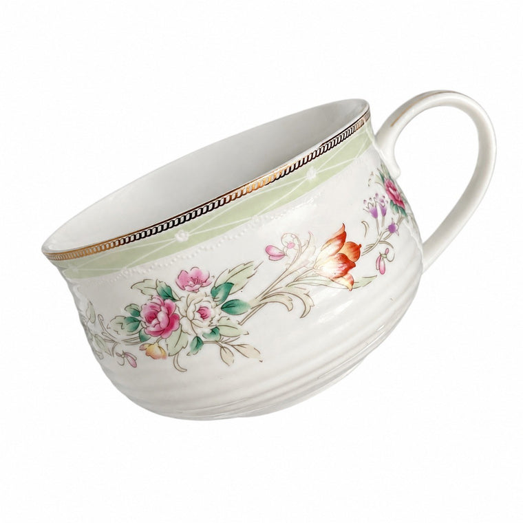 Plain White Relief Ceramic Breakfast Cup - product view 1