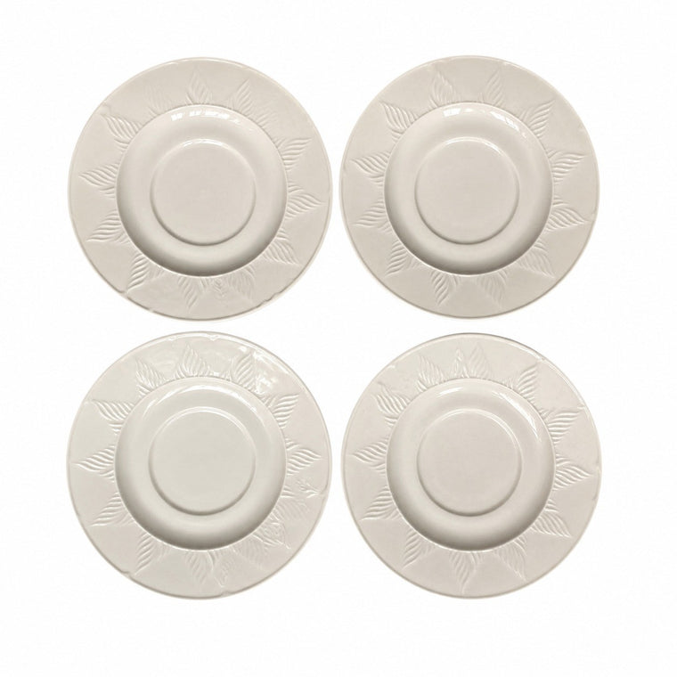 Feather Relief White Ceramic Small Dish, Underglaze Decorative - product view 2