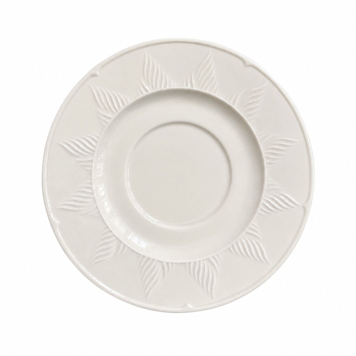 Feather Relief White Ceramic Small Dish, Underglaze Decorative - product view 3