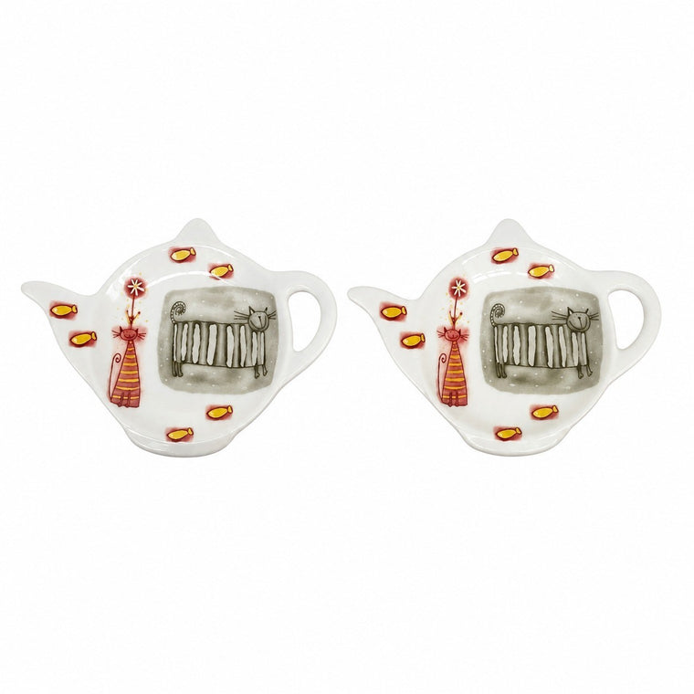Ceramic Dish 2-Piece Pack, Tea Pot Design, 11.5 x 8.3 x 1.5 cm Tea Set - product view 1