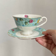 Ceramic Coffee Cup, Blue Floral Design - detail 1