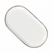 Ceramic Oval Platter, 11.75 in, Silver Rim, 30 x 16.5 x 2.5 cm Serving Dish - product view 1