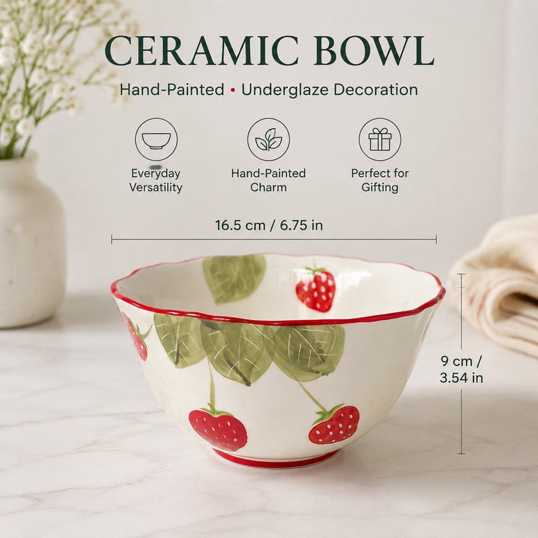 Ceramic Bowl 6.75 Inch, Hand-Painted Underglaze Decorative, 16.5 x 9 cm - detail 1