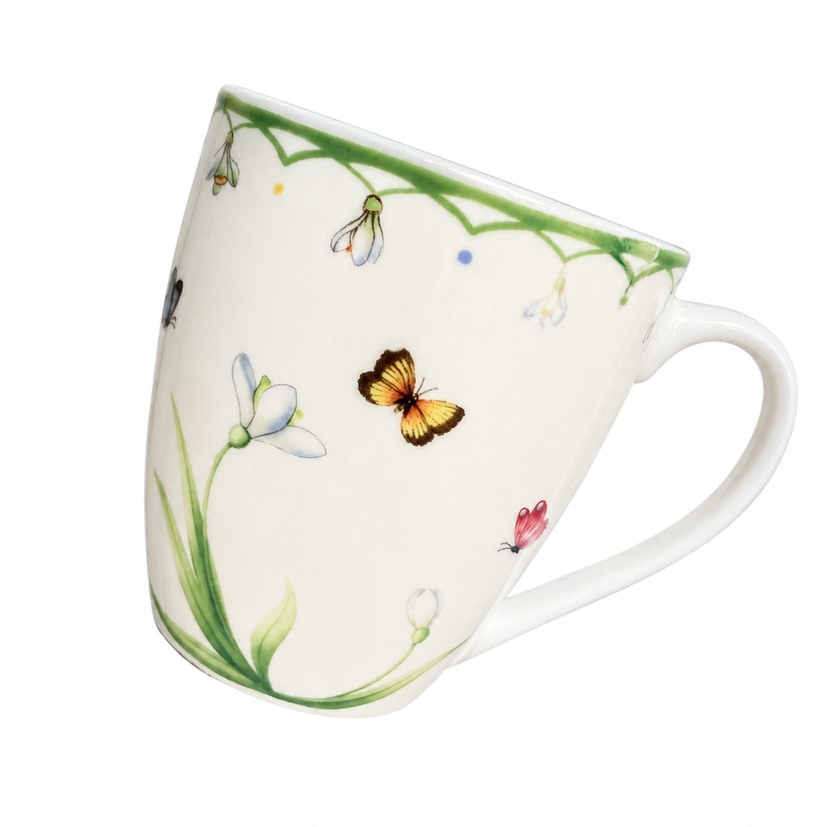 Green Peony Ceramic Cup, Tea Coffee Mug - product view 15