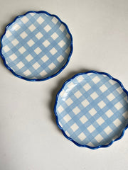 Blue Check Scallop Small Dish, 12 x 1.6 cm, 2-Piece Pack, Ceramic Underglaze - detail 2