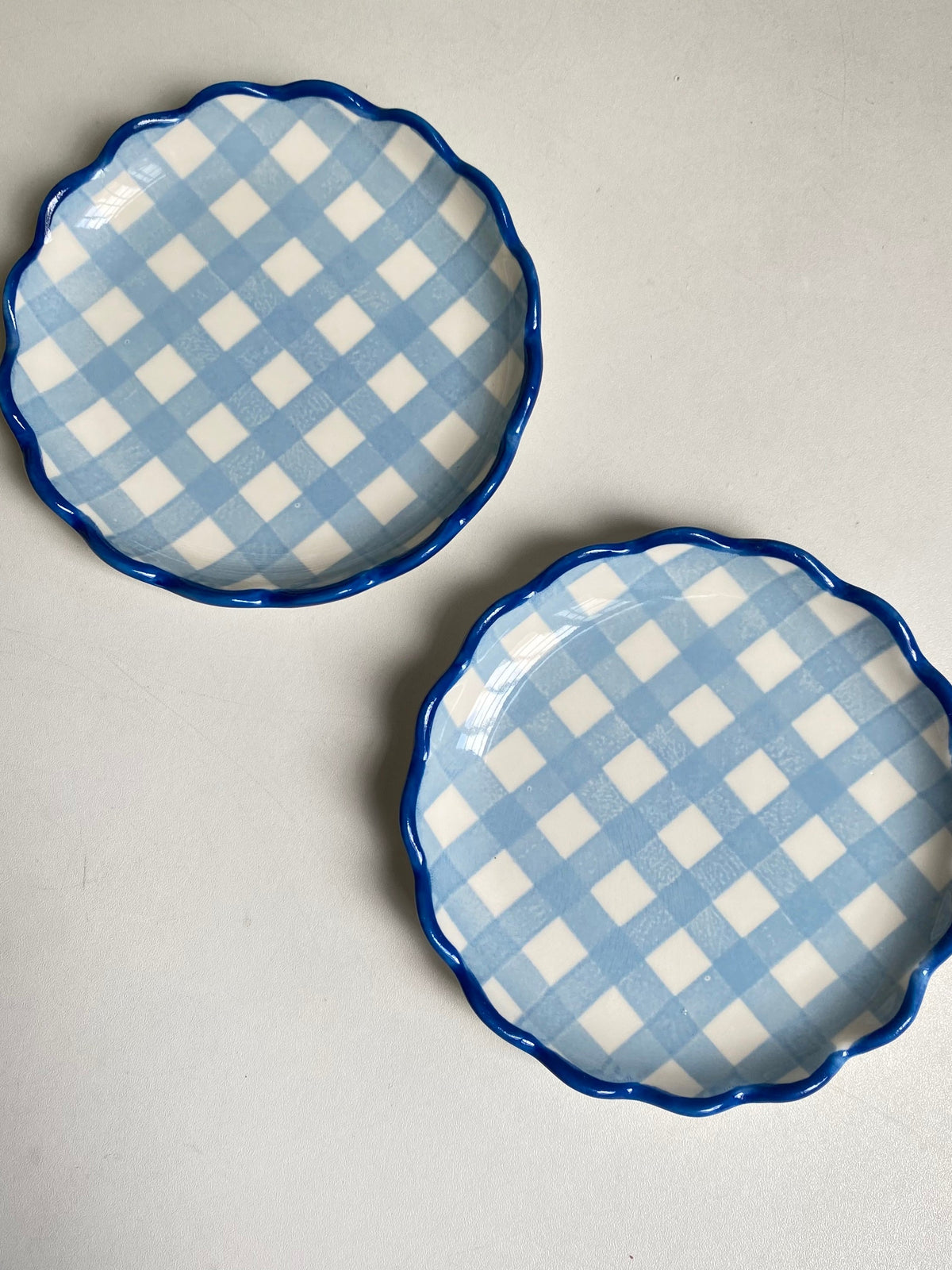 Blue Check Scallop Small Dish, 12 x 1.6 cm, 2-Piece Pack, Ceramic Underglaze - detail 2