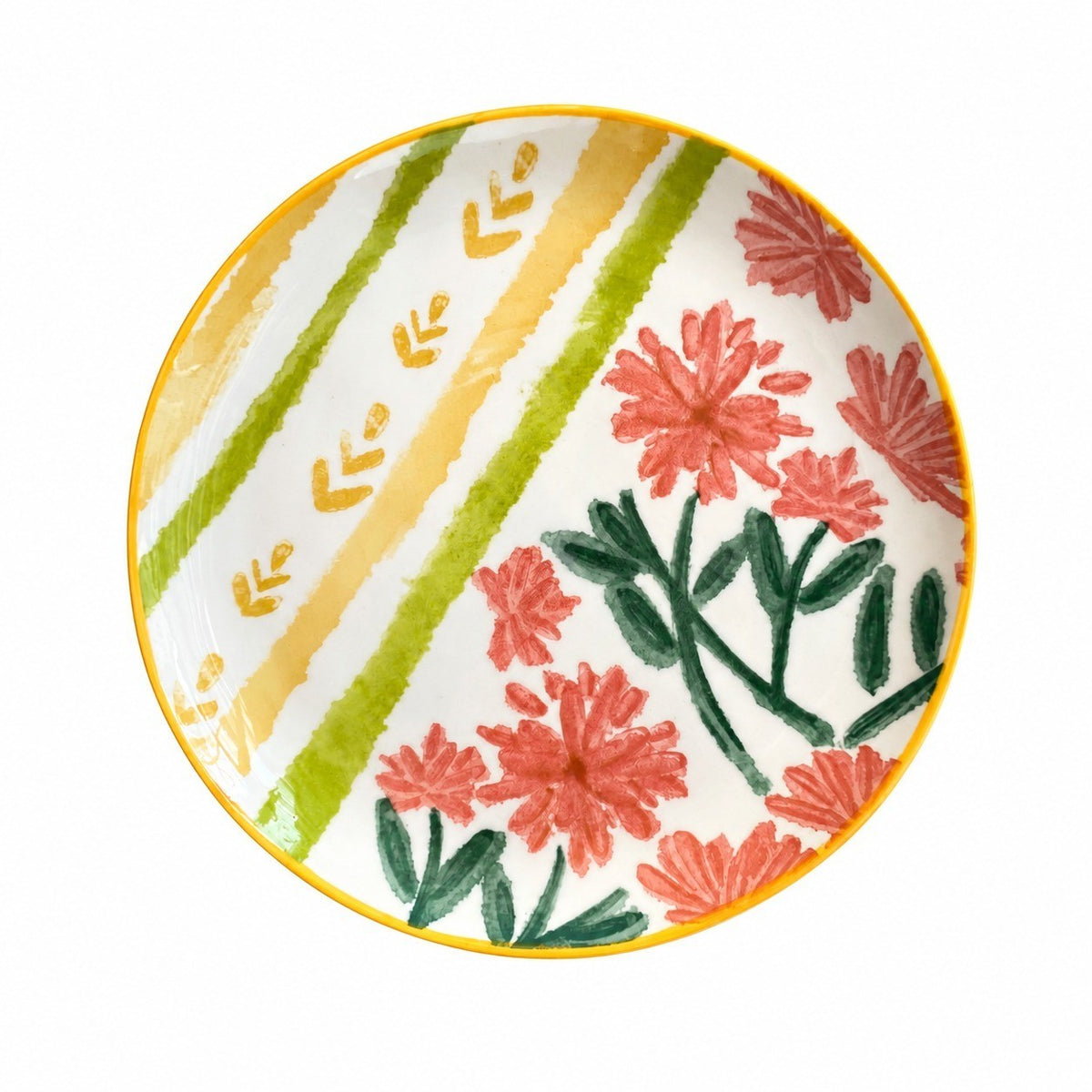 Spring Garden 8 Inch Ceramic Plate, Hand-Painted Underglaze Decorative Dinnerware - product view 3