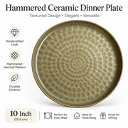 Hammered Ceramic Plate 10 Inch, Vertical Pattern, 25.5 x 2.5 cm, Dinnerware - detail 1