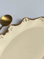12 Inch Ceramic Fish Platter, Gilded Ivory Yellow, Serving Dish - detail 3