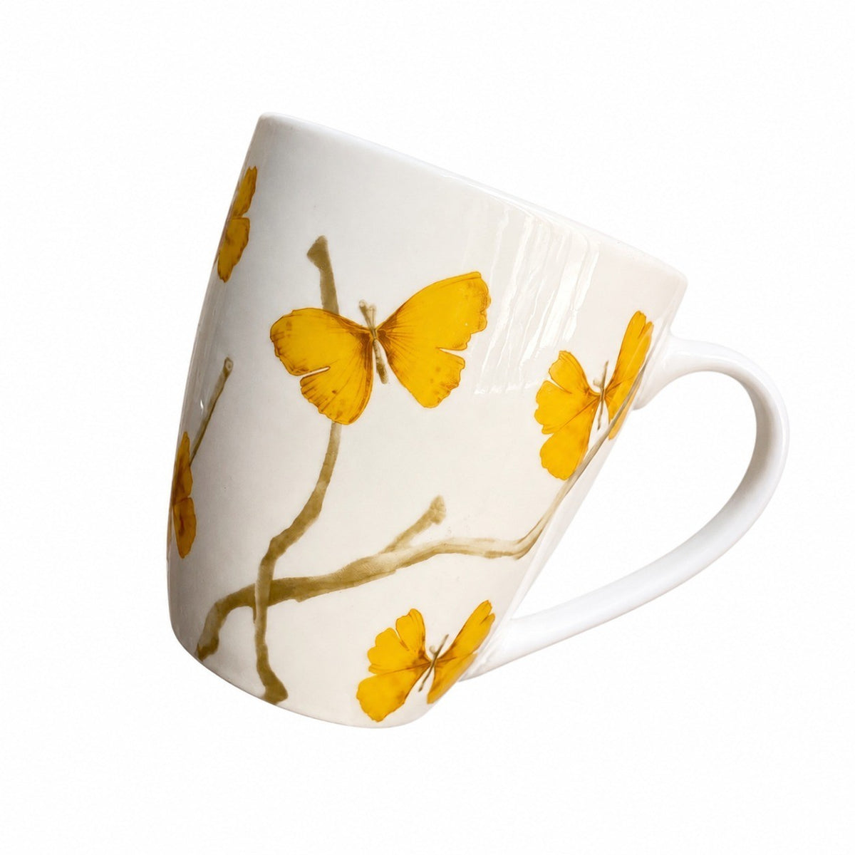 Green Peony Ceramic Cup, Tea Coffee Mug - product view 2