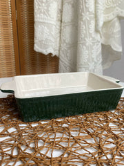 Ceramic Double-Handled Baking Dish, Dark Green, 27.5 x 17.5 x 5 cm - detail 2