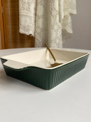 Ceramic Double-Handled Baking Dish, Dark Green, 27.5 x 17.5 x 5 cm - detail 3