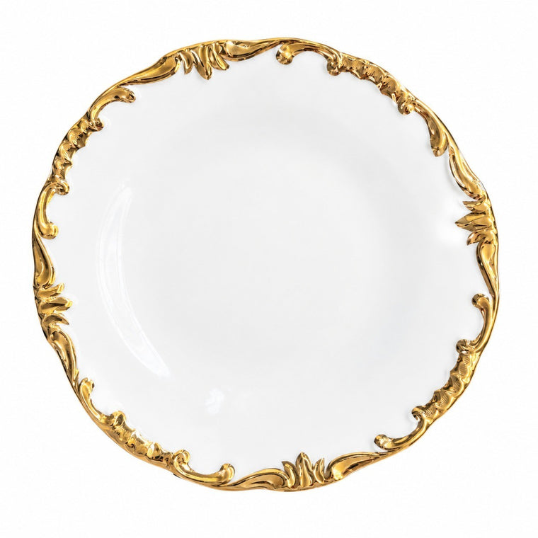 Vine Gold Rim Small Ceramic Dish, Pack, Relief Detailing - product view 1