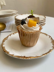 Vine Gold Rim Small Ceramic Dish, Pack, Relief Detailing - detail 3