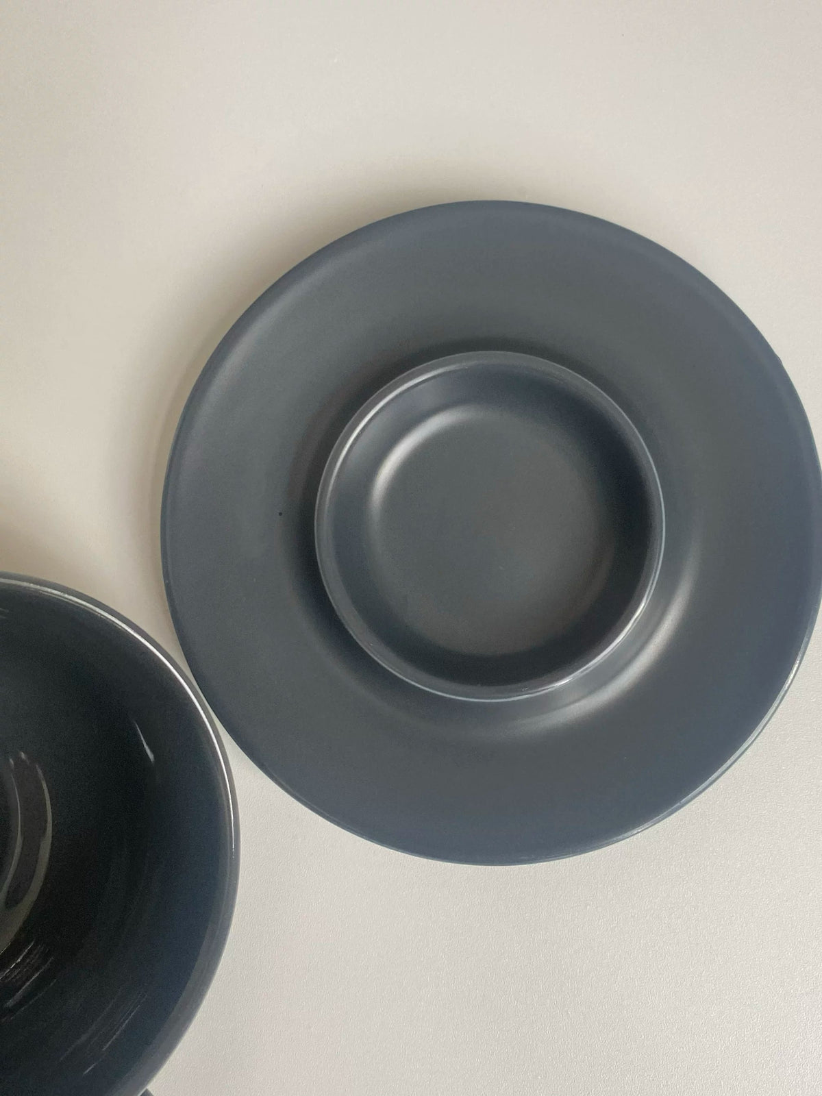 Matte Gray Ceramic Cup and Saucer Set, 320 ml Espresso Tea Coffee - detail 3