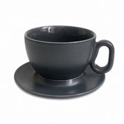 Matte Gray Ceramic Cup and Saucer Set, 320 ml Espresso Tea Coffee - product view 1