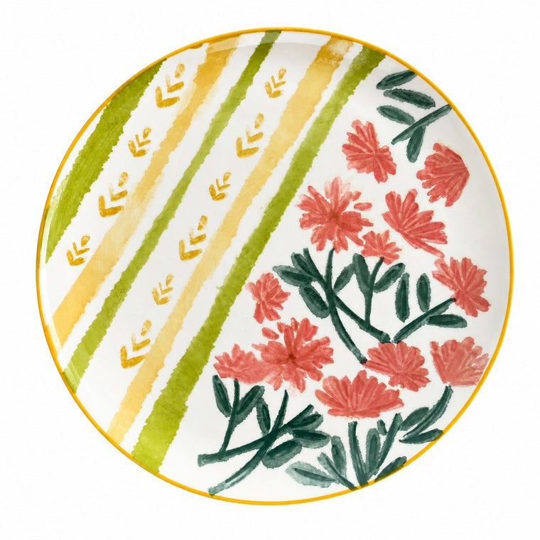Spring Garden 8 Inch Ceramic Plate, Hand-Painted Underglaze Decorative Dinnerware - product view 1
