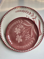 Ceramic Plate 8 Inch, Rust Red Orchid Design, Underglaze Decoration - detail 3