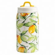 Ceramic Jar with Blue Lid, Lemon Design, 1300ml Kitchen Storage Container - product view 2