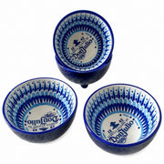 Ceramic Small Bowl, Three-Footed Blue Design, Decorative Serving - product view 1