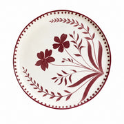 Ceramic Plate 8 Inch, Rust Red Orchid Design, Underglaze Decoration - product view 1