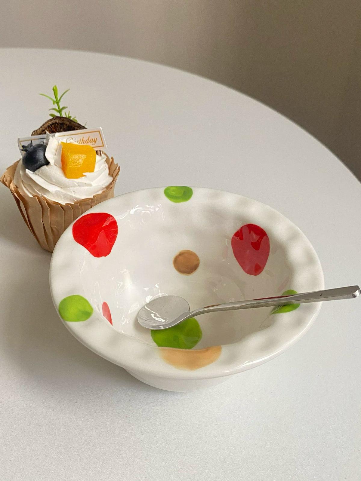 Ceramic Small Bowl, Polka Dot, 5 Inch, Single Serving - detail 1