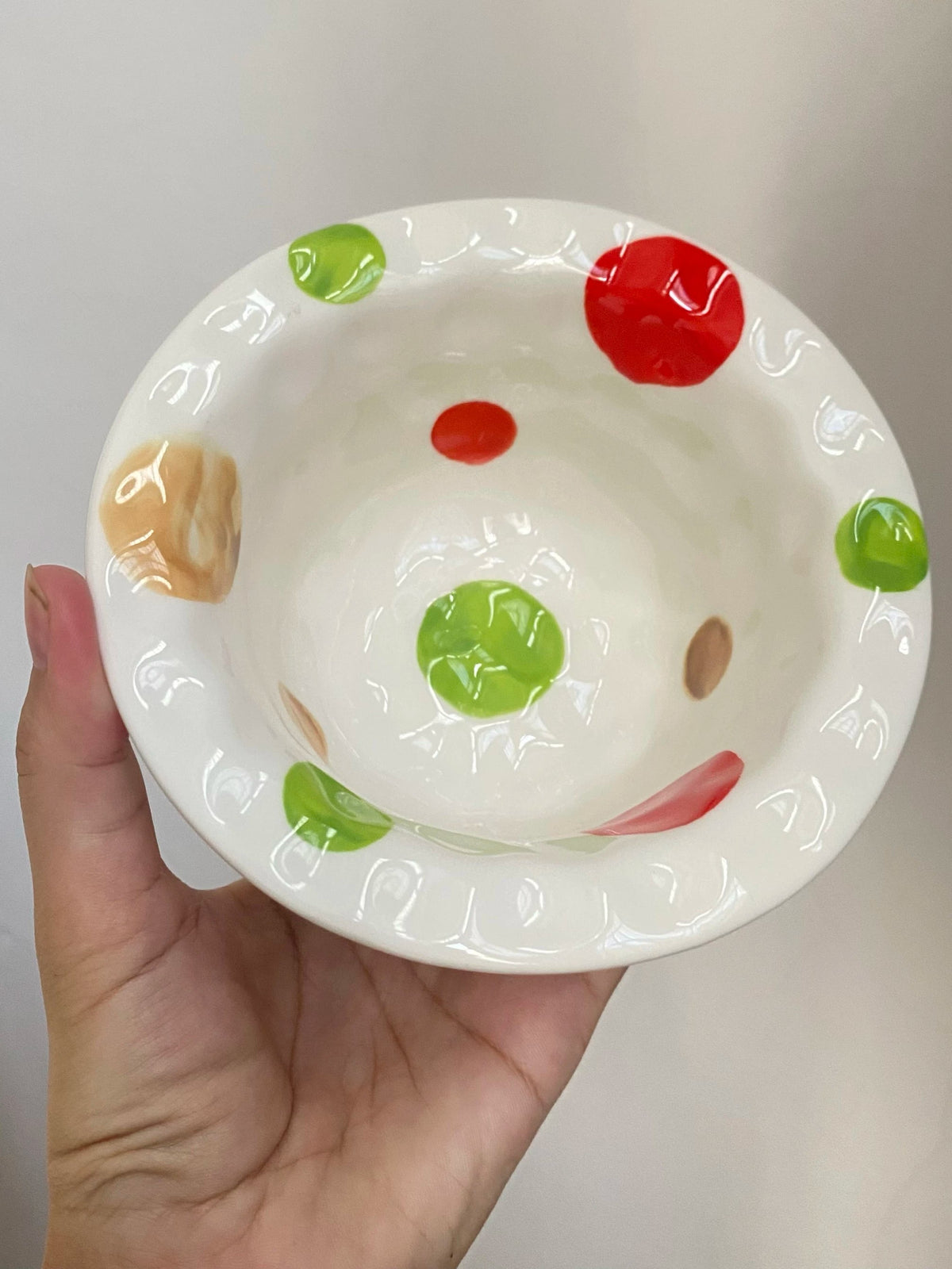 Ceramic Small Bowl, Polka Dot, 5 Inch, Single Serving - detail 3