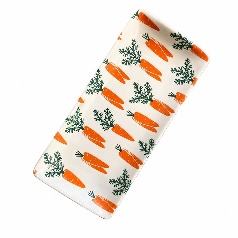 Pink Carrot Rectangular Plate, 24.5 x 11 x 2.5 cm, Ceramic Relief Detail - product view 2